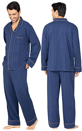 Pajamagram Men's Pajamas Sets Cotton - Men Pajamas Sets, Navy, Medium #TOP1