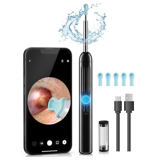 Jegoat Ear Wax Removal, 1080P HD Scope and 6 LED Lights, Ear Cleaner with Camera, Ear Cleaning Kit - Earwax Remover Tool with 5 Spoon (Onyx)