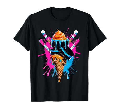 Hockey Sticks Ice Cream Sprinkle Drip Sport Boy Youth Player T-Shirt
