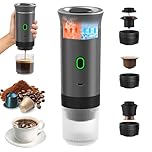Umisu Macchina da caffè portatile, 3 in 1 Caffettiere Espresso Capsule e Caffè Macinato Macchina per Espresso Elettrico Riscaldamento Rapido per Ufficio Viaggi Campeggio Casa (grigio)