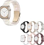 Lerobo Resin Band Compatible with Apple Watch Bands for Women 38mm 40mm 41mm 42mm,Fashion Lightweight Tortoise Replacement Strap for iWatch Series 10 9 8 7 6 5 4 3 2 SE Ultra,Colorful Ivory White