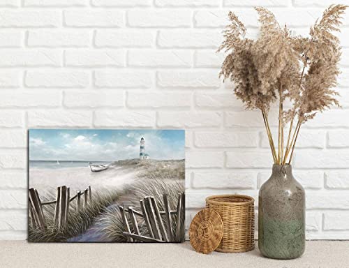 Canvas Wall Art Ocean Seascape Blue Painting Prints Modern Lighthouse Pictures Framed For Bedroom Bathroom Living Room Home Office Decor(11"X15") #TOP3