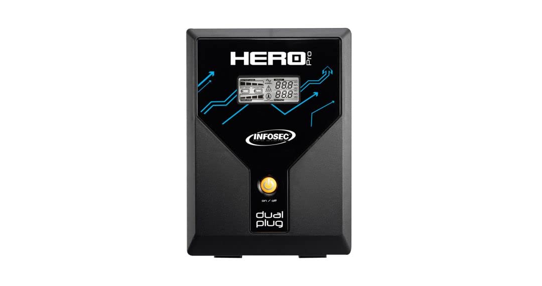 Onduleur Hero Pro Dual Plug 2400 - Infosec - UPS Poêle, PC, écran, TV, 2 Prise FR/Schuko 2 Prises IEC, ASI VA/1400W