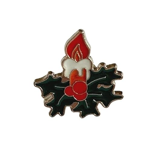 Christmas Pin Badge Metal Enamel Brooch Lapel Flair (Christmas Candle Pin Badge)