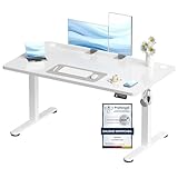 Devoko 120x60 cm Escritorio Regulable en Altura, Escritorio Elevable Eléctrico Telescópico Bidireccional, Escritorio de Oficinay Hogar, para Estudio en Casa con Tablero Ensamblado, Blanco