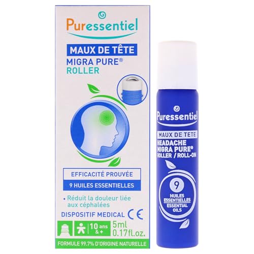 Puressentiel - Roller Mal di Testa Dispositivo Medico - con 9 Oli Essenziali - 100% Puri e Naturali - Soluzione Rapida ed Efficace per Alleviare il Mal di Testa - 5 ml