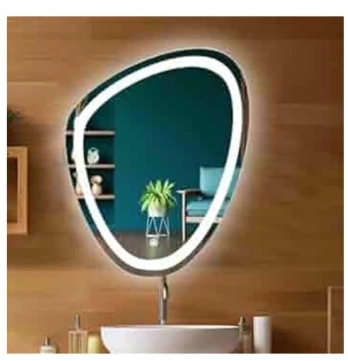 Image of HD Glass Led Light Glass Mirror for Wall, Bathroom, Bedroom, Living Room, Makeup Room, 3 in 1 Color Light Wall Mirror (18x24 Inch), Warm, White & Natural