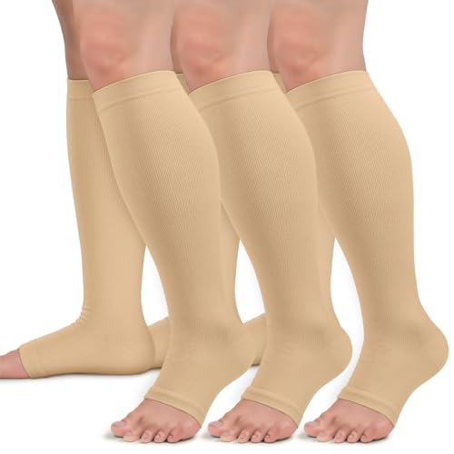 Sooverki Copper Compression Socks for Women & Men Open Toe 15-20mmHg is Best Support for Circulation Recovery and All Day Wear