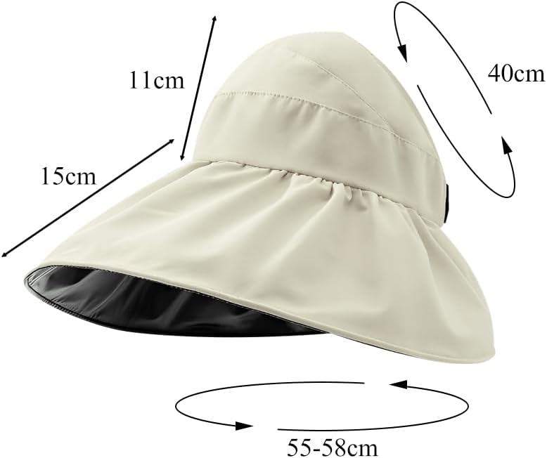 Sun Visor Hat for Women UPF 50+ Wide Brim Packable Ponytail Hat Shapeable UV Protection Shell Hat Roll-up Foldable Sun Hat - Image 3