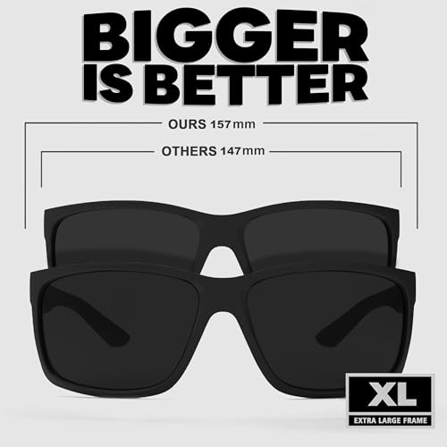 Image of WISTON XXL Z87 Sunglasses for Men Women Fit Big Head Sunglasses UV400 Protection TR90 Frame Wide Square Sun GlassesZ8242