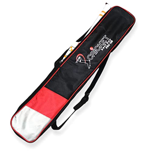Bratla Cricket Bat Cover Bag For Full Size Bat Adjustable Shoulder Strap Foam Padded - Secure And Convenient Cricket Gear Storage Bag Black/Red #TOP6