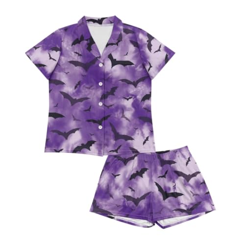 Image of Women's Short Sleeve Sleepwear Pajamas Nightwear with Pockets | skin-friendly breathable material resists pilling fading and deformation after repeated washing