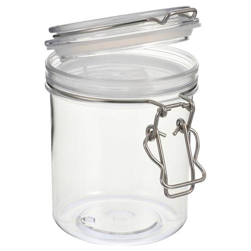 BESPORTBLE Tarro Hermético de Plástico Transparente 550ml Cierre de Clip, Frasco Sellado para Almacenamiento de Alimentos y Miel, Bote de Cocina Seguro y Resistente para Conservar Frescura