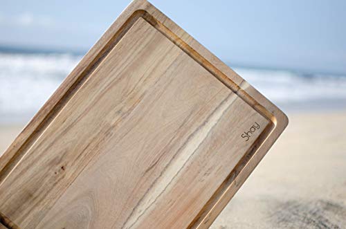 Large Acacia Wood Cutting Board Non Slip With Juicegroove, Wooden Chopping Board For Kitchen Countertop, 16X12 Inches, By Shay (With Rubber Feet, 16X12) #TOP2
