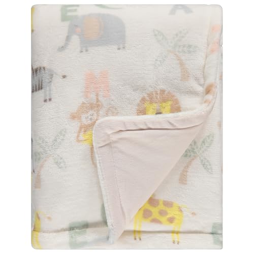 Image of 2-Ply Infant Blanket - Soft Fleece with Polyfill for Extra Fluffiness - Cozy and Warm Baby Blanket for Boys and Girls, 30x40 Inches - Dinosaur, Butterfly, Alphabet, Elephant, Bear Prints