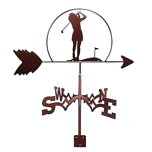 Girouette de ferme rétro motif golf en métal durable pour l'indicateur de direction du vent de jardin
