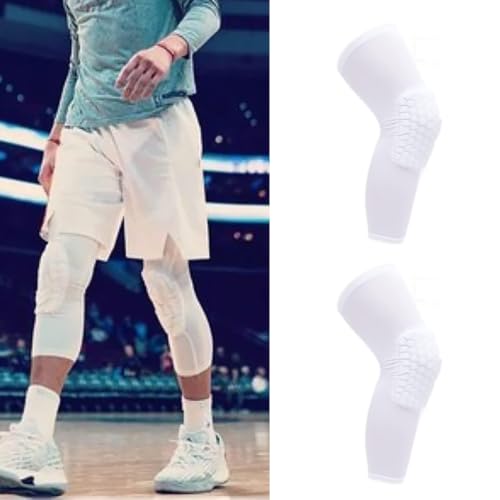 SUNGOOYUE Genouillère de Compression, Genouillère de Compression Unisexe 2 Pièces pour Basket-ball, Football (Blanc) – vue 2