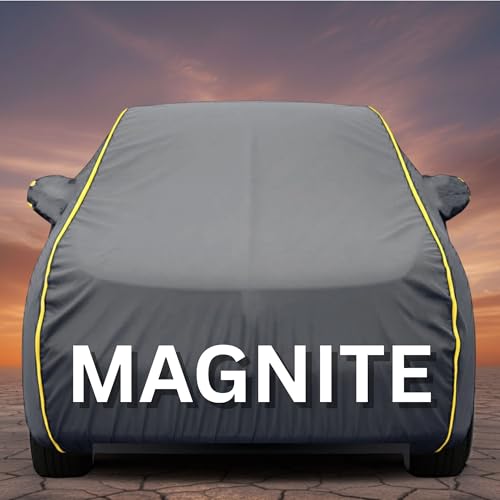 Image of Premium Grey Series 100% Waterproof Car Body Cover for Magnite Cover (All Models) with Mirror Pockets | Triple Stitched, Elastic, Custom Fit, Heat Resistant, Anti-Dust, All-Weather Cover