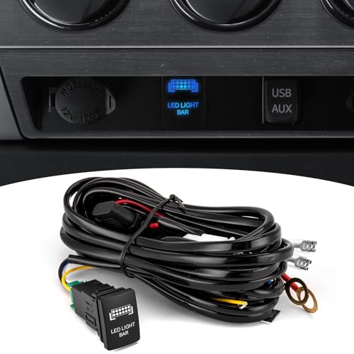Wsays Light Bar Wiring Harness Push Button Switch Kit Compatible with Toyota 4Runner Sequoia Highlander Tacoma Tundra RAV4 Yaris Land Cruiser 2006-On