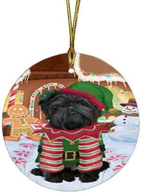 Have a Holly Jolly Affenpinscher Dog Round Flat Ornament - Pet Decorative Hanging Ornaments for Christmas X-mas Tree Decorations - 2.75" Round Ceramic Christmas Ornament POR1373