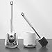 Produktbild WC Bürste Silikon Klobürste Edelstahl Toilettenbürste mit Bürstenhalter Wandmontage&Stehend WC-Bürstengarnitur Clobürste mit Behälter Bad Silikonbürste WC Borstel Set Hygienische Ohne Bohren Weiß&Grau