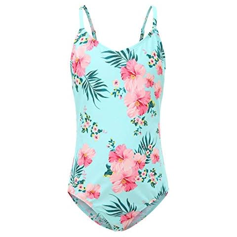 HowJoJo Big Girls One Piece Swimsuit Ruffle Swimwear Beach Bathing Suit Green Size 12/10-12 Cover