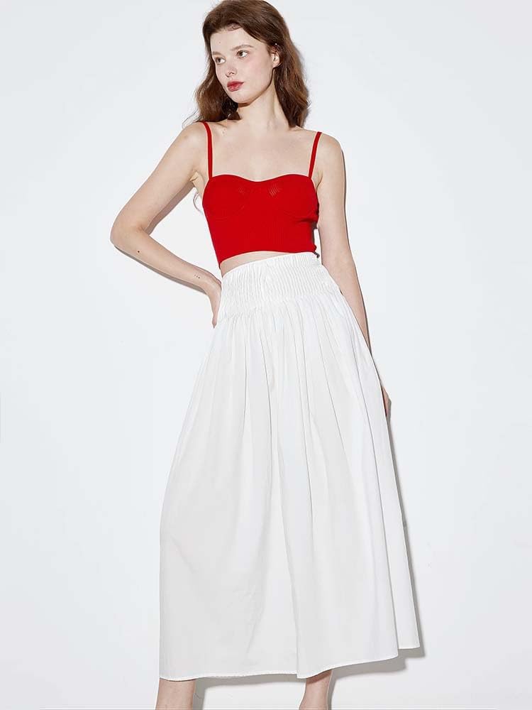 Spring Cotton Long Midi Skirt Hong Kong Style