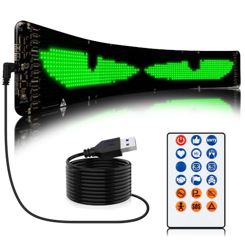 Gelrova Dynamic LED Devil Eye Lights, 23.6" x 4.7" Mega LED Car/Store Display, Jumbo Programmable Panel, USB-Powered, App/Remote Control, Custom Scrolling Text & GIFS for Trucks, Shops, Events
