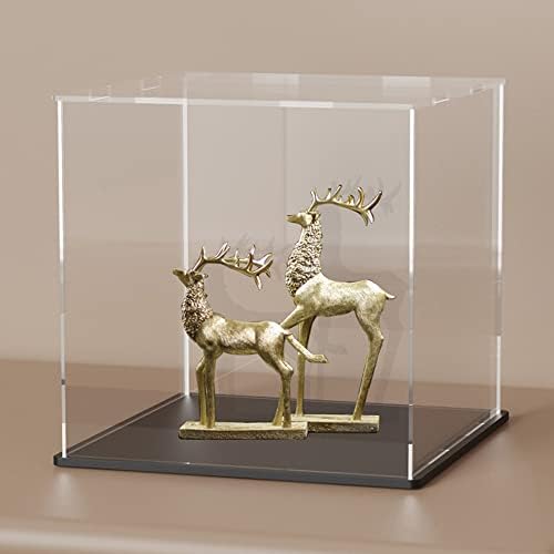 HOPEME Clear Acrylic Display Case with Black Velvet Base, Simple Self-Assembly Dustproof Showcase, Cube Countertop Box for Collectibles, Home Organization (6 x 6 x 6 inch)