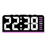 LED Digital Alarm Clock with Night Light and Display, Electronic Table Clock with Snooze Function for Bedroom Desk Decor, Black/White(B-pink)