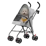 Homewell Kinderwagen für Hunde und Katzen, faltbar, Kinderwagen für Tiere mit Getränkehalter und...