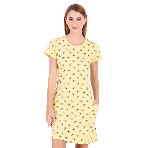 Image of Stories.Label Women Cotton Long T-Shirt Dress in Knee Length with Side Pockets Include Plus Sizes (Size S -5XL)