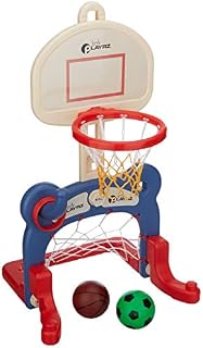 Kids 3-in-1 Sports Center: Basketball Hoop, Soccer Goal, Ring Toss Playset