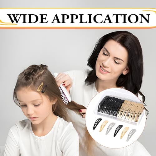 60 Stück Haarspangen für Damen, 5CM Metall Snap Haarspangen für Frauen mit Aufbewahrungsbox Rutschfeste Haarnadeln Zubehör Metall Klein Haarklammer Haarschmuck Clips (Gold, Silber, Schwarz)