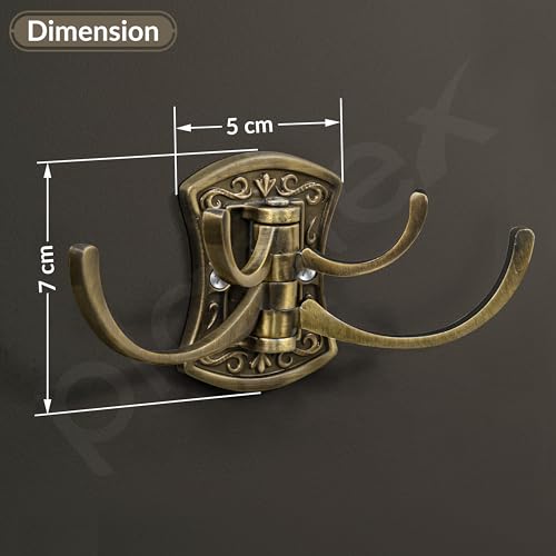 Image of Plantex Zinc Robe Hook for Bathroom /Clothes Hanger for Wall /Kitchen Cloth Hanger /Bathroom Accessories - (Brass Antique)