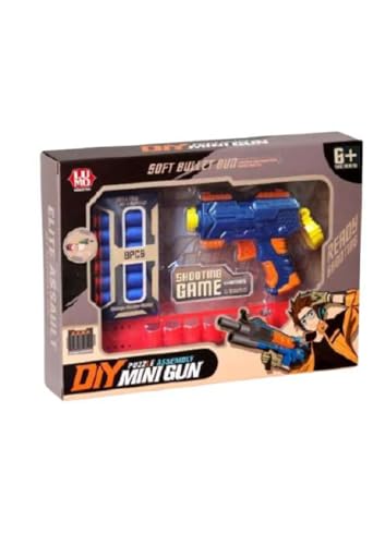 Image of Krishnova Soft Bullet Gun Toy with 8 Safe Soft Foam Bullets, Fun Target Shooting Battle Fight Game for Kids Boys (DIY Mini Gun)