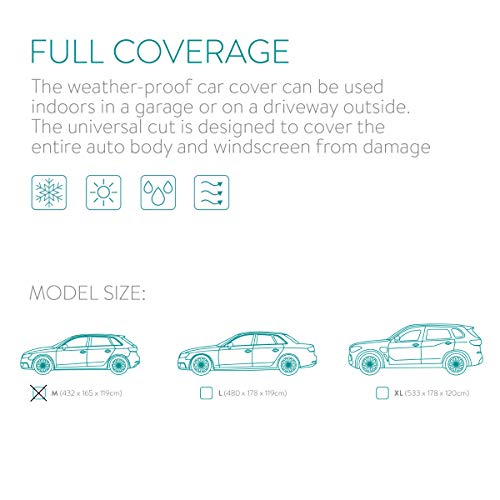 Image of Navaris Hail Protection Car Cover - Padded Weatherproof Protector Against Hail Rain Water Dust - Outdoor Vehicle Storage in Summer or Winter - Size M