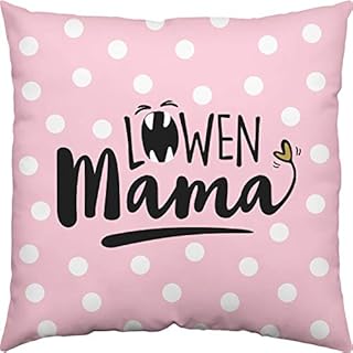 Happy Life 46302 bawełniana poduszka lwa mama, 40 cm x 40 cm, prezent dla mamy, różowa
