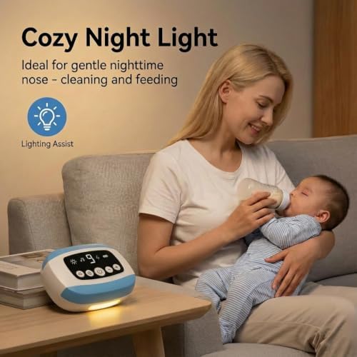 Nasal Aspirator for Baby, Hospital-Grade Nose Sucker with 9 Levels Suction, Night Light, Lullabies, Electric Nose Suction for Baby with Food-Grade Silicone Nozzles (Glacial Blue) — 사진 3