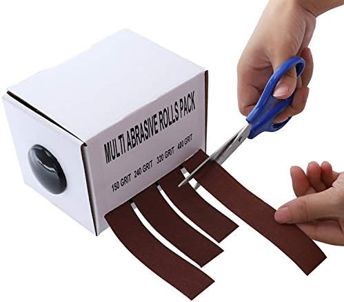 DingGreat 4PCS 6 Meter 150-400 Grit Emery Cloth Roll Polishing Sandpaper, Sanding Belt Drawable Emery Cloth Sandpaper Dry Abrasive Belt Box Wood Grinding Roll Belts for Wood Turners, Automotive