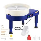VEVOR Pottery Wheel, 14 in Ceramic Wheel Forming Machine, 60-300 RPM Adjustable Speed with Foot Pedal Control, Detachable Basin, Adjustable Lift Leg, Complete Accessories for Home Pottery, DIY, Blue