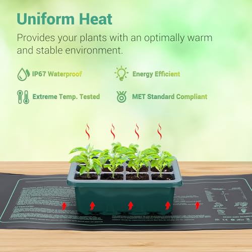 LERWAY Heizmatte Pflanzen mit Thermostat, 30W Wärmematte zur Keimung und Anzucht, Wasserdicht heizmatten für Terrarium, Zimmergewächshaus, Haustiere, Reptilien, 52x25 cm