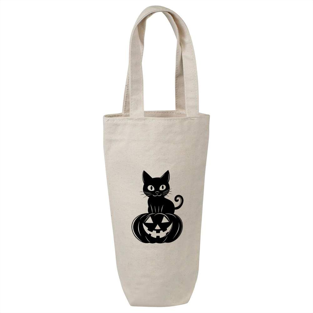 'Cat on Halloween Pumpkin' Cotton Wine Bottle Gift/Travel Bag (BL00037409)
