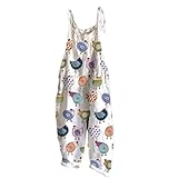 JMYECM Summer Jumpsuits for Women 2025 Funny Chicken Print Casual Sleeveless Comfy Loose Bib Overalls,M