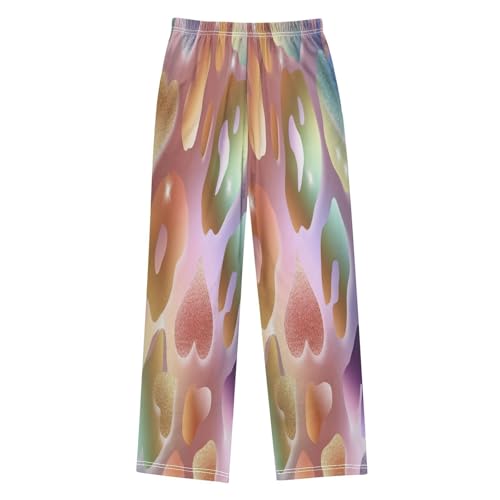 Holographic Leopard Skin Pajama Lounge Pants with Pockets Sleepwear Soft Elastic Waist PJ Bottoms 6-14 Years2