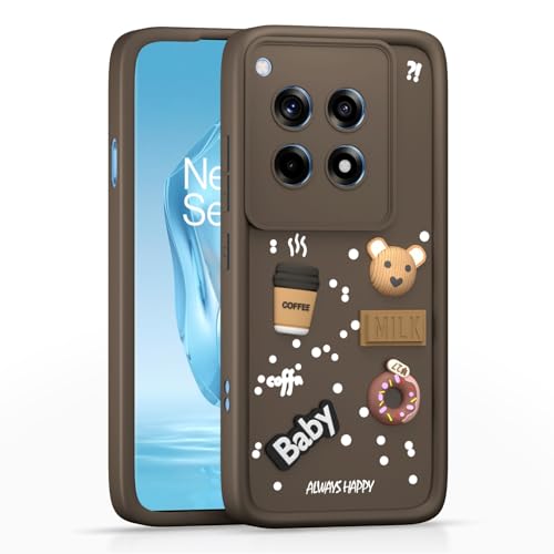 Image of Pikkme Back Cover for OnePlus 12R 5G | Cute Fun Cartoon 3D Bear Silicone Full Body Protection Bumper Cover (Brown)