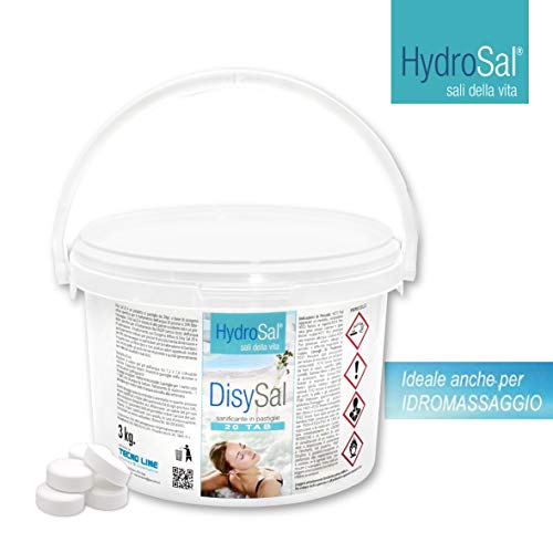HydroSal Active Oxygen in 20 g tablets - DisySal 3 kg. Ideal for swimming pool or hydromassage (Teuco, Jacuzzi, Dimhora, Intex, Bestway, ECC.) Immediate shipping