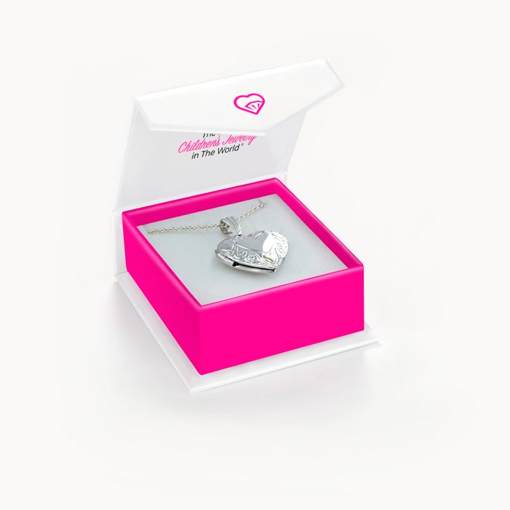 In Season Jewelry Heart Locket Necklace for Girls - Memory Pendant Necklace with Polished Finish - 16" Chain, Heart Jewelry for Children & Preteens