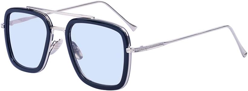 Outray Retro Iron Man Sunglasses Tony Stark Glasses Square Eyewear Metal Frame for Men Women