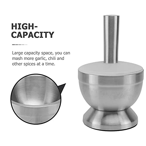 Cabilock Conjunto de pilão e pilão de aço inoxidável, moedor manual de especiarias, triturador de er